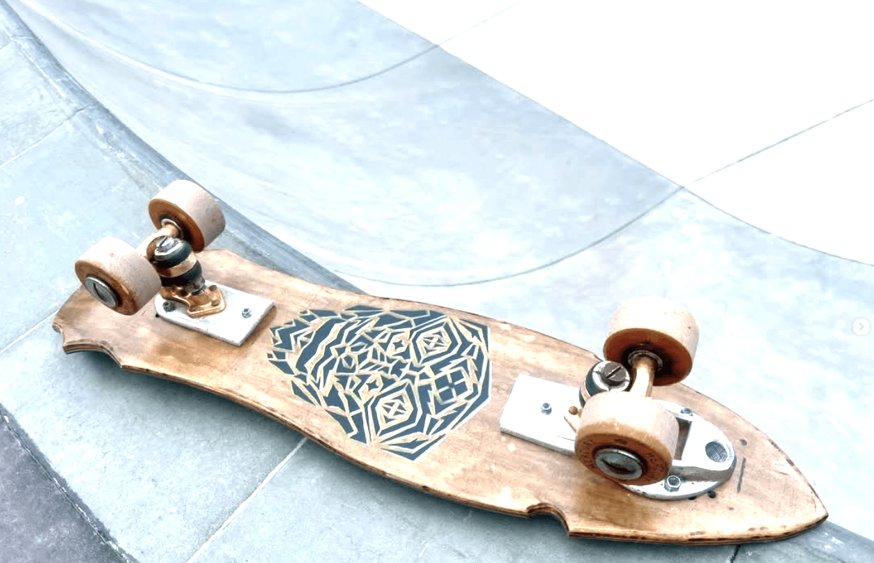 Handcrafted skateboard detail